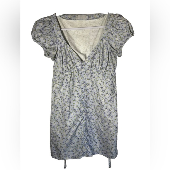 Boyish Dusty Puff Sleeve Dress Blue Floral in Forget Me Not Size 8 - Picture 3 of 7